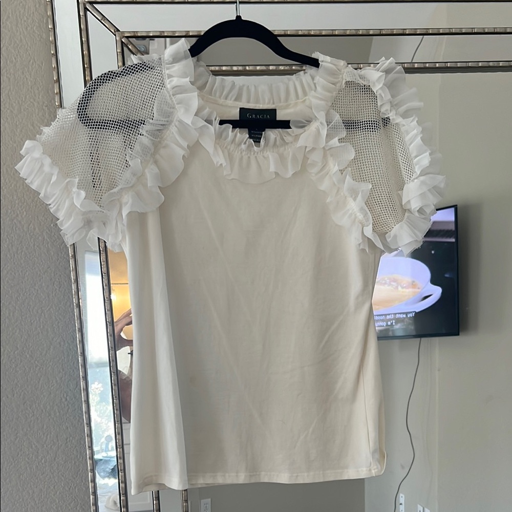 White Ruffled Top